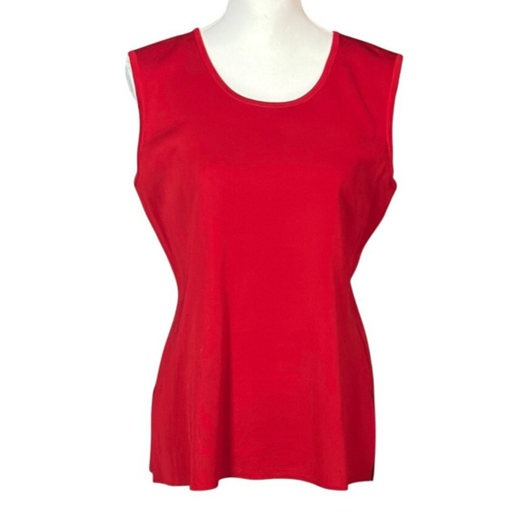 Misook Knit Tank Top Shell Size Medium Red Sleeveless Wrinkle Resistant Preppy - Picture 1 of 8